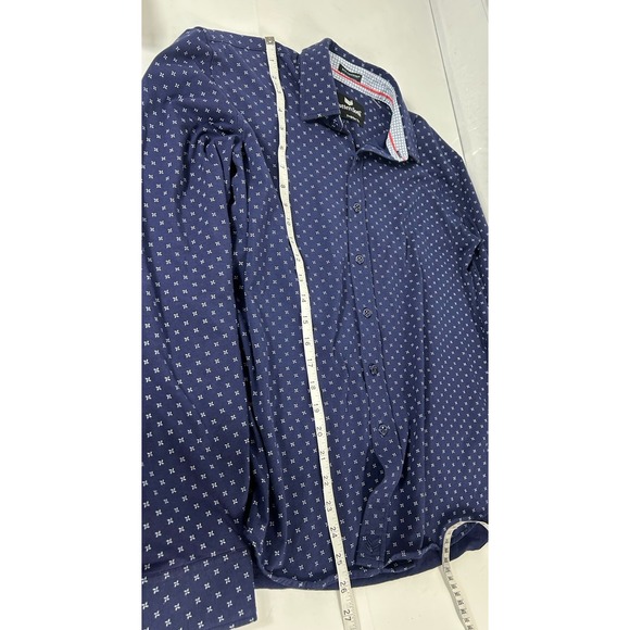 Buttercloth Icy Cotton Performance Dress Shirt Mens Small Regular Fit Navy Print - Picture 5 of 7